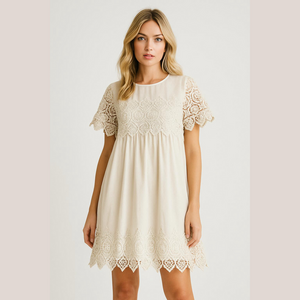 Miss Selfridge Womens Cream Lace Lined Lightweight Babydoll Dress Size 8